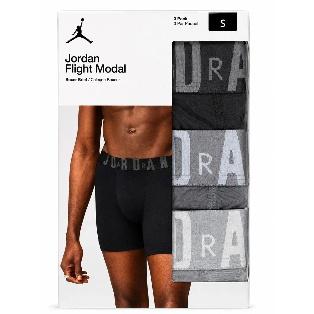 Nike Jordan Flight Modal Boxer Briefs 3 Pack Mens Small Particle Gray JM0621-G1Z